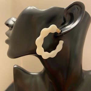 White resin hoop earrings